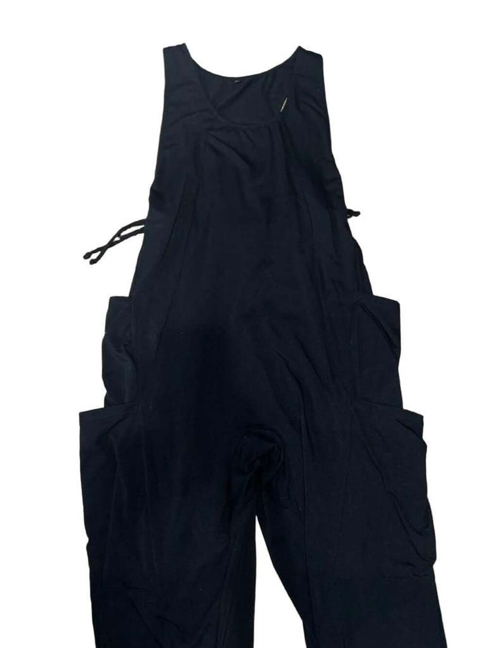 Womens Black Sleeveless Halter Neck Casual Loose Jumpsuit Size M